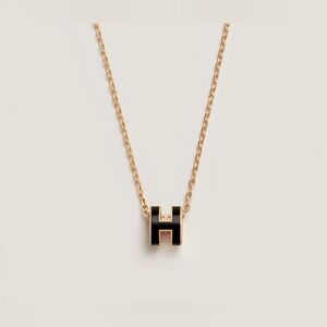 Hermes Pop H Necklace, Black / Gold